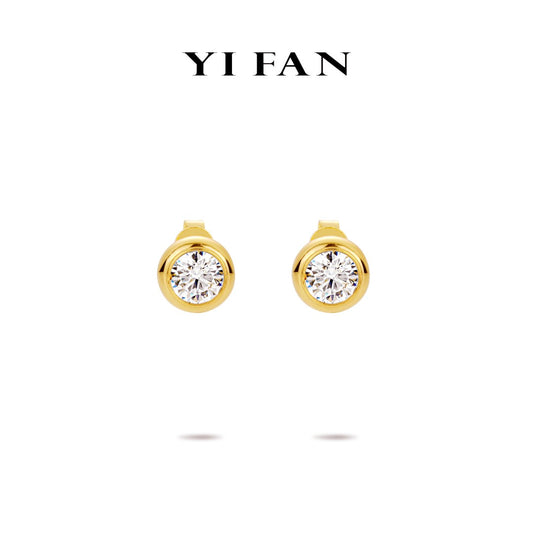 Minimalist collection: Bezel-setting "Golden Bubble" Modern Ear studs (Unisex)