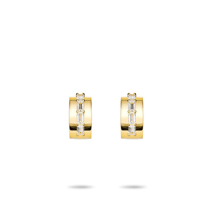 Golden time collection: Modern "Emerald-cut Lovers" detailed Earrings (Unisex)