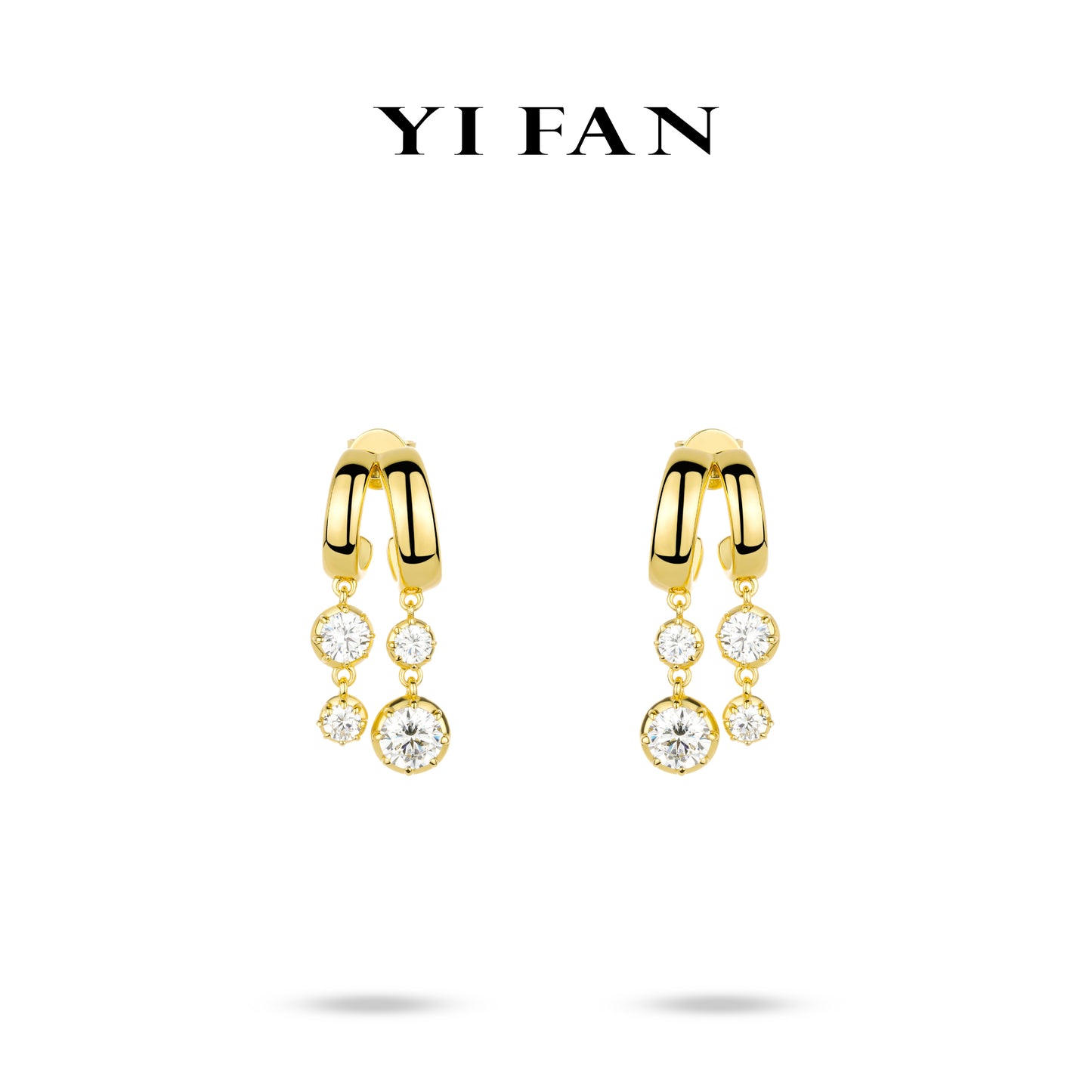 Pure Radiance Collection: Modern "Brilliant Golden Waterfall" exquisite Earrings