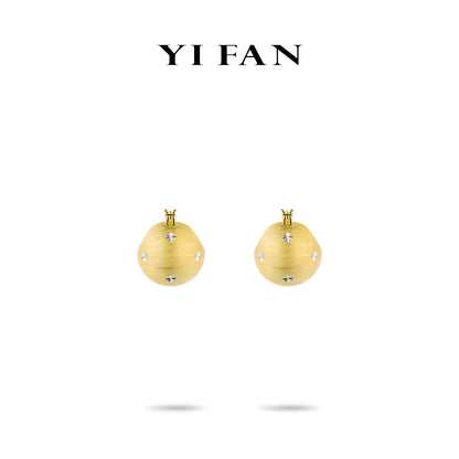 Golden time collection: Modern Italian drawing process "Golden Starlight" detailed Earrings