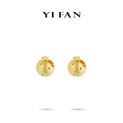 Golden time collection: Modern Italian drawing process "Golden Starlight" detailed Earrings