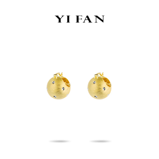 Golden time collection: Modern Italian drawing process "Golden Starlight" detailed Earrings