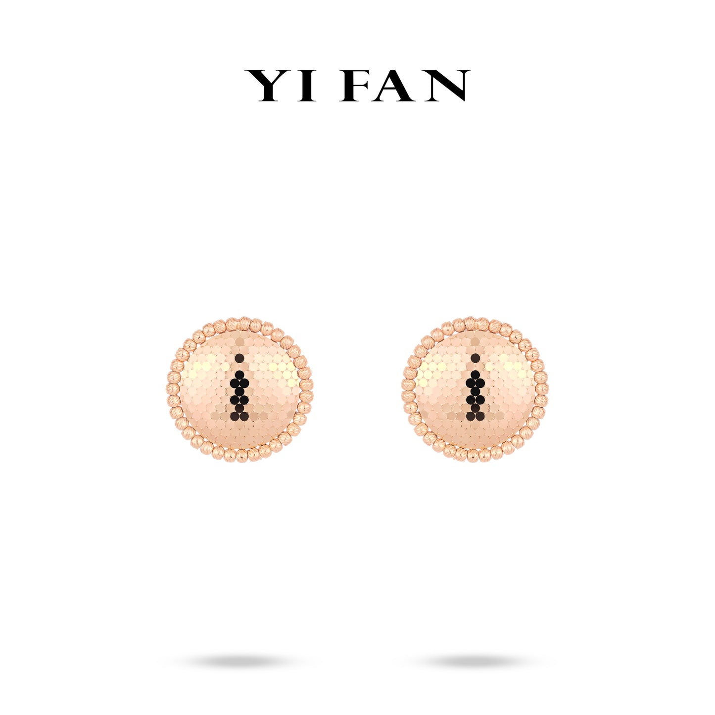 Rose-gold Fever collection: Modern "Champagne Moonlight" Unique Disc Earrings