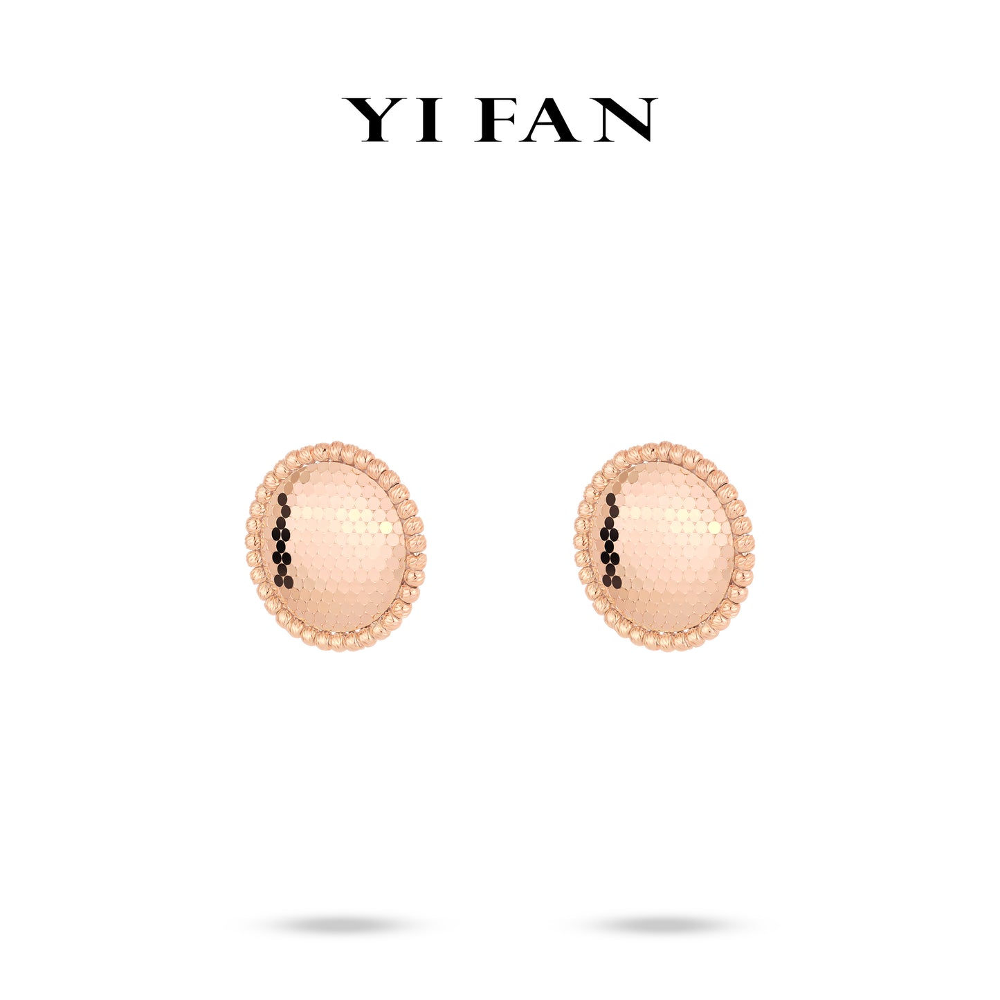Rose-gold Fever collection: Modern "Champagne Moonlight" Unique Disc Earrings
