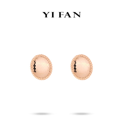 Rose-gold Fever collection: Modern "Champagne Moonlight" Unique Disc Earrings