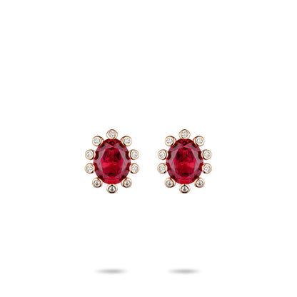 Ruby color collection: Oval "Bright Starlights" detailed Earrings