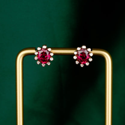 Ruby color collection: Oval "Bright Starlights" detailed Earrings