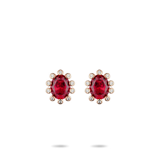 Ruby color collection: Oval "Bright Starlights" detailed Earrings