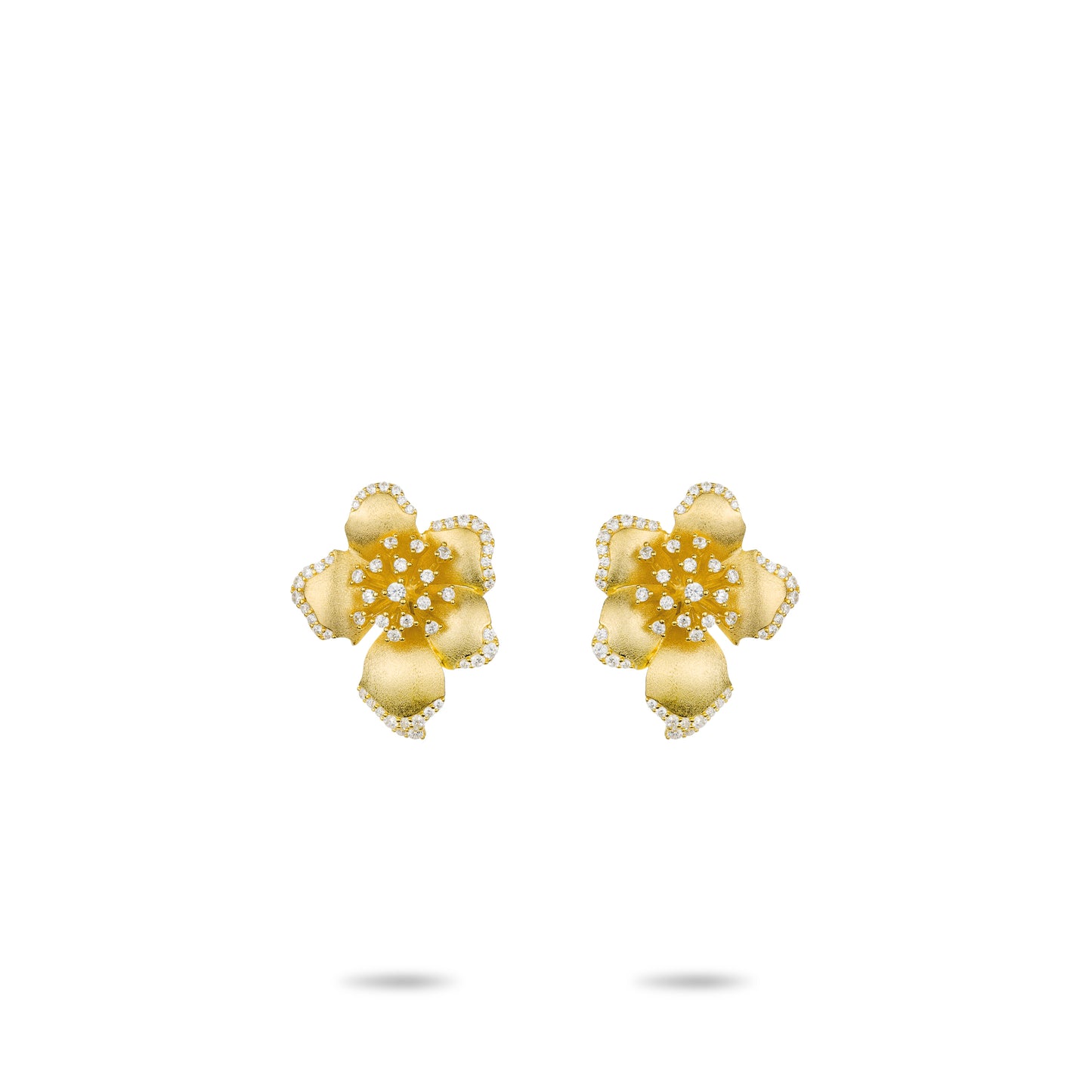 Golden time collection: Modern "Artistic Dazzling Flower" detailed Earrings