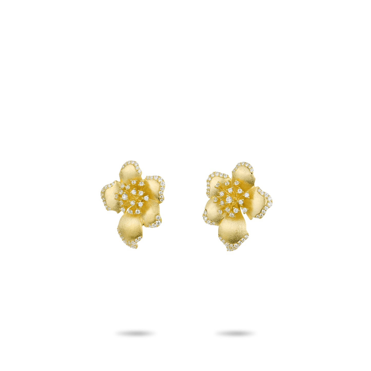 Golden time collection: Modern "Artistic Dazzling Flower" detailed Earrings