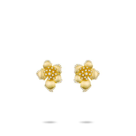 Golden time collection: Modern "Artistic Dazzling Flower" detailed Earrings