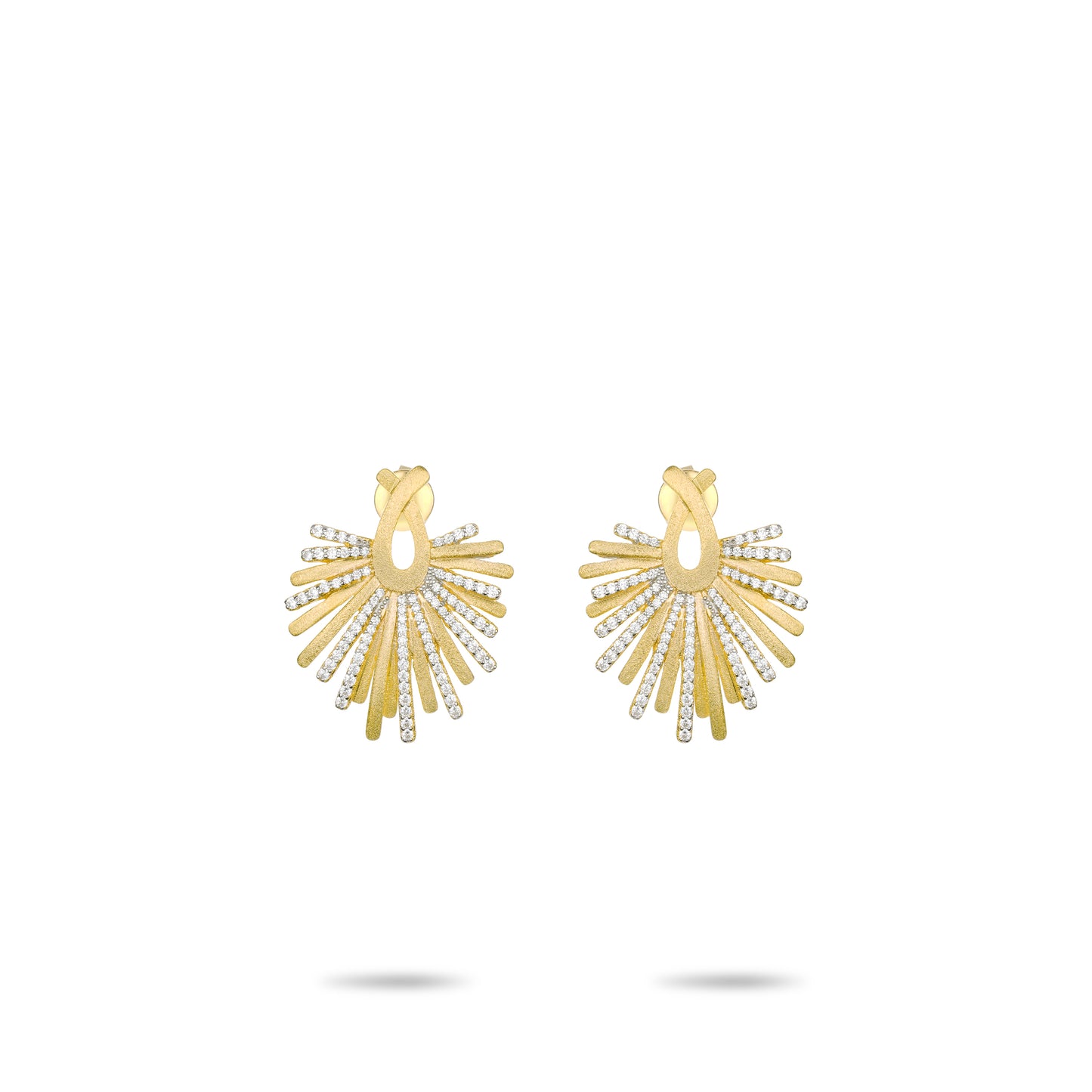 Golden time collection: Modern "Golden Brushed Apollo Solar Rays" detailed Earrings