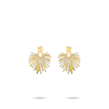 Golden time collection: Modern "Golden Brushed Apollo Solar Rays" detailed Earrings