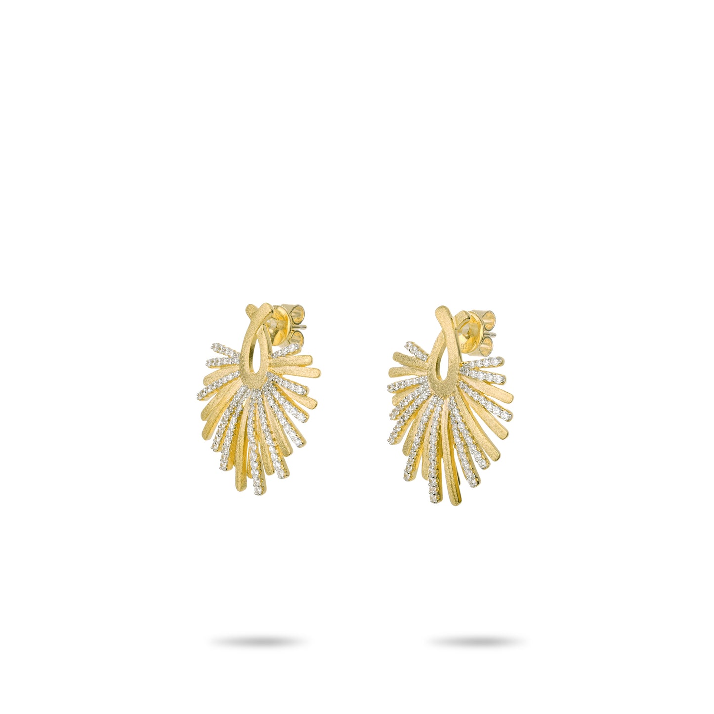 Golden time collection: Modern "Golden Brushed Apollo Solar Rays" detailed Earrings