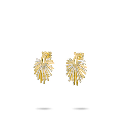 Golden time collection: Modern "Golden Brushed Apollo Solar Rays" detailed Earrings