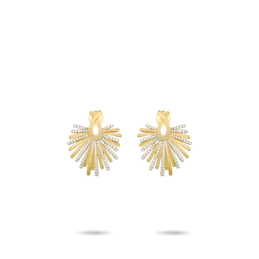 Golden time collection: Modern "Golden Brushed Apollo Solar Rays" detailed Earrings