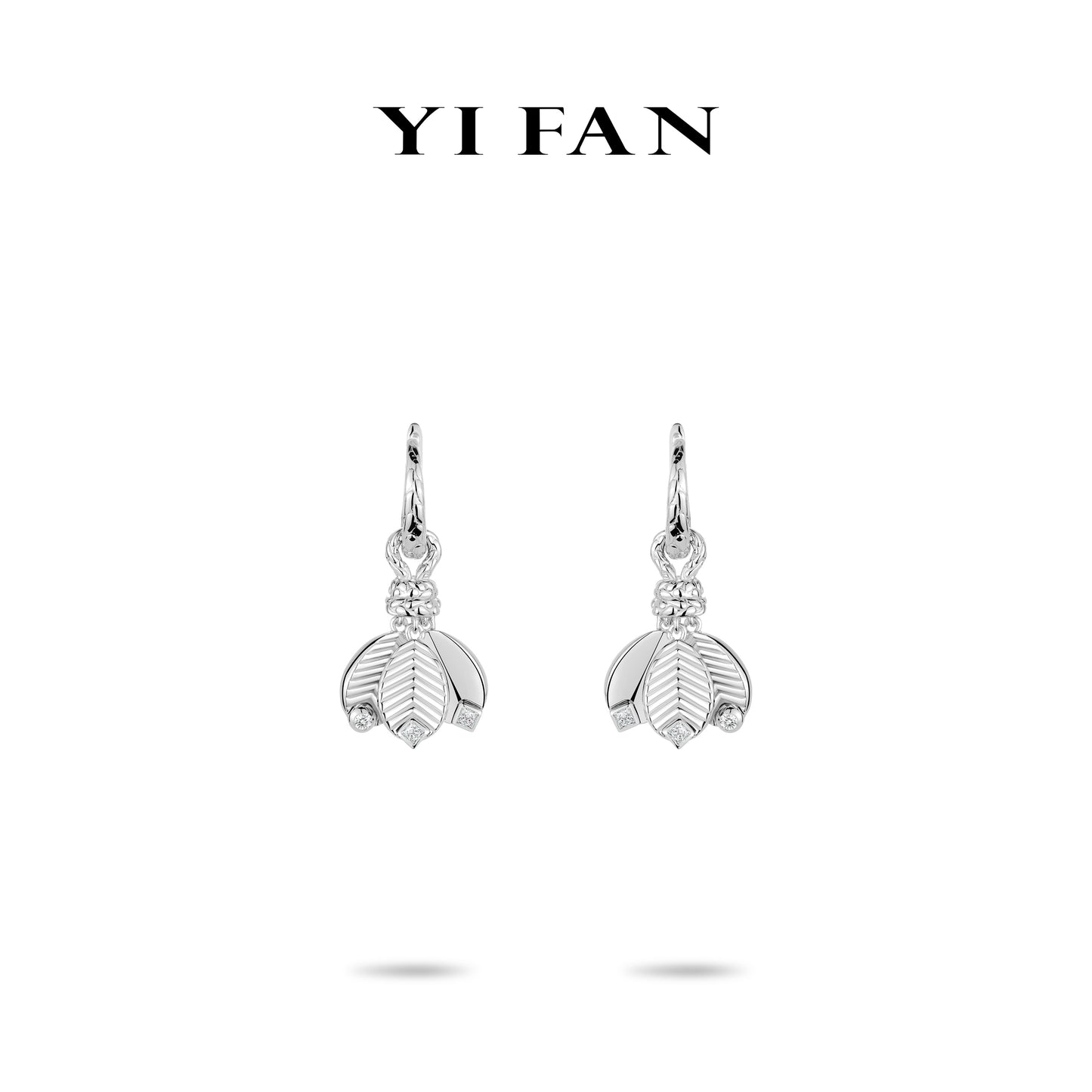 Minimalist collection: Carved pattern "Silver Petals Dangle" CNC delicate Earrings