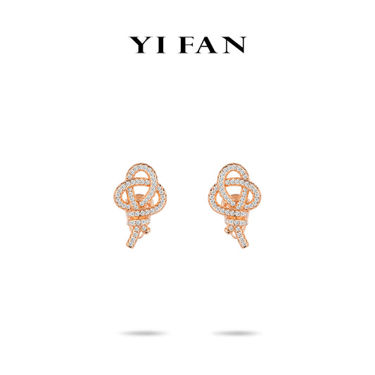 Rose-gold Fever collection: Modern "Twisted Hollow Key" Earrings