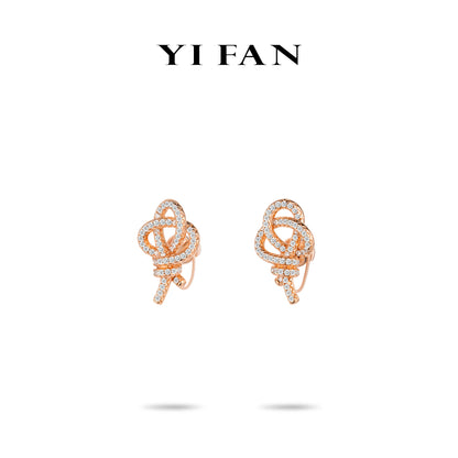 Rose-gold Fever collection: Modern "Twisted Hollow Key" Earrings