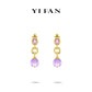 High Jewelry Collection: Luxury "Golden Purple Bonbon" Detailed Dangle Earrings