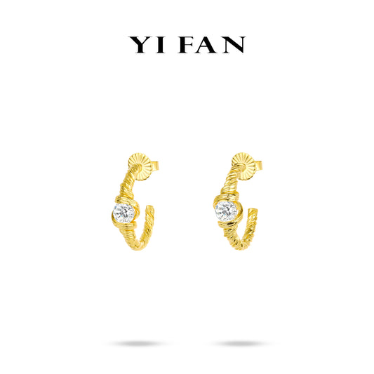 Minimalist collection: Modern "Twisted Golden Croissants" detailed Earrings