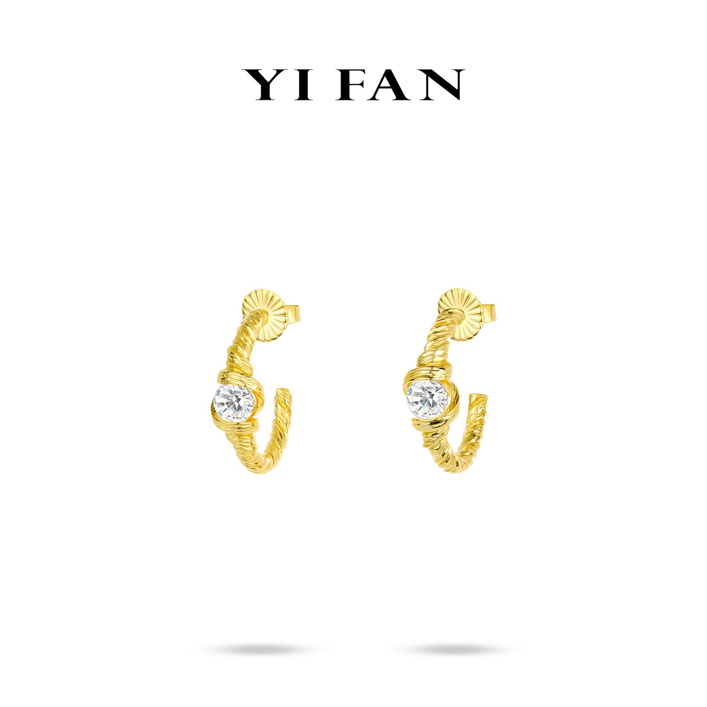 Minimalist collection: Modern "Twisted Golden Croissants" detailed Earrings