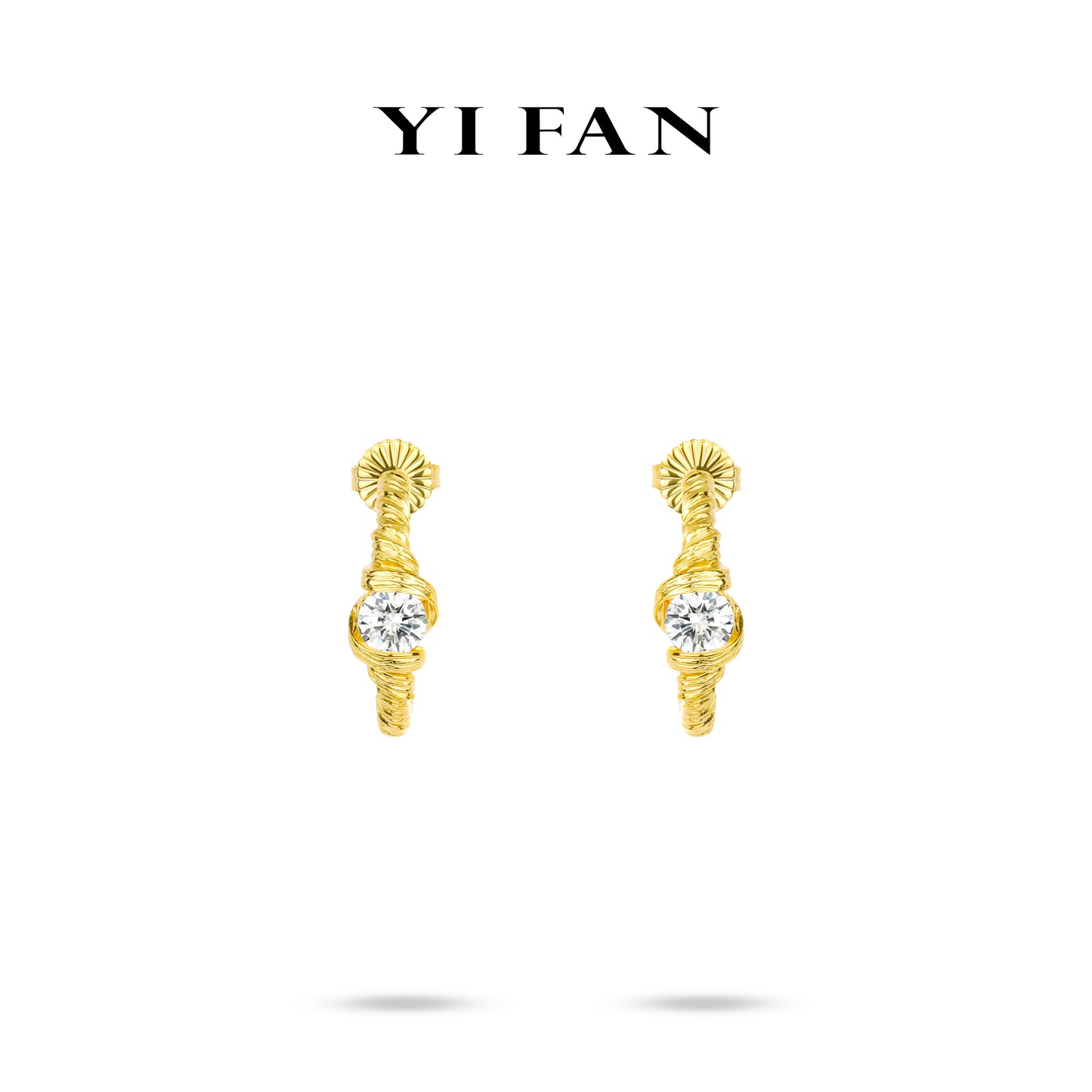 Minimalist collection: Modern "Twisted Golden Croissants" detailed Earrings