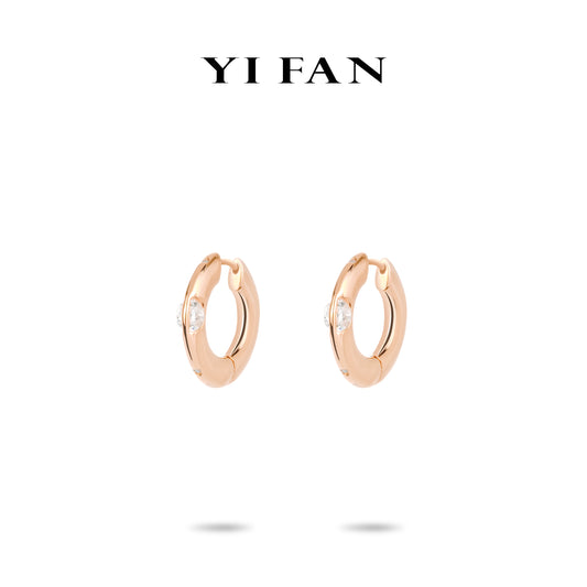 Minimalist collection: Brilliant "Champagne Flipped" delicate Hoop Earrings