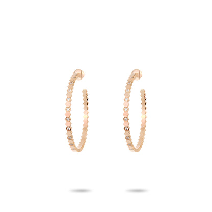 Rose-gold Fever collection: Modern "Rose Honeycomb" CNC Hoop Earrings (XL size)