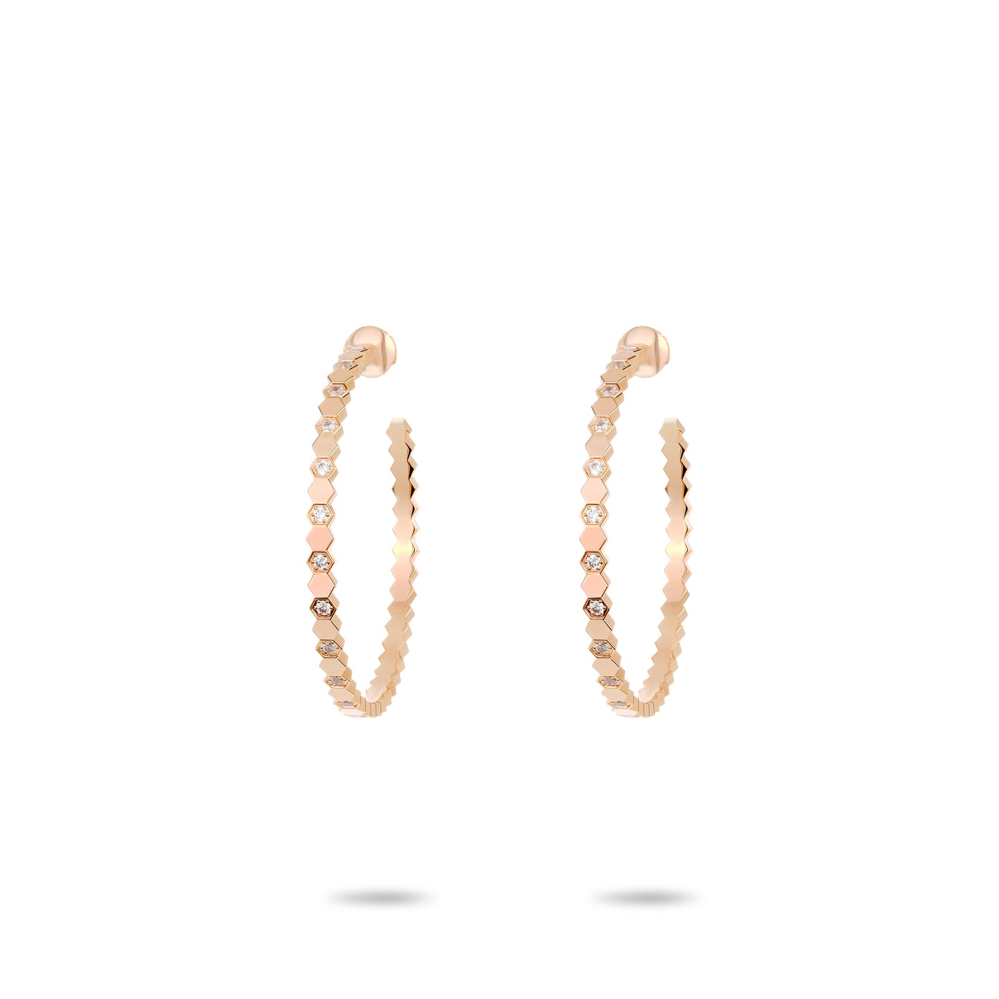 Rose-gold Fever collection: Modern "Rose Honeycomb" CNC Hoop Earrings (XL size)