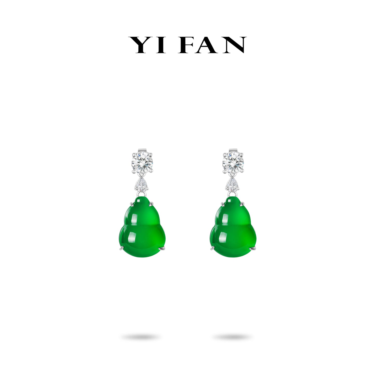 Green jade collection: Modern "Treasure Gourd" detailed Hulu Dangle Earrings