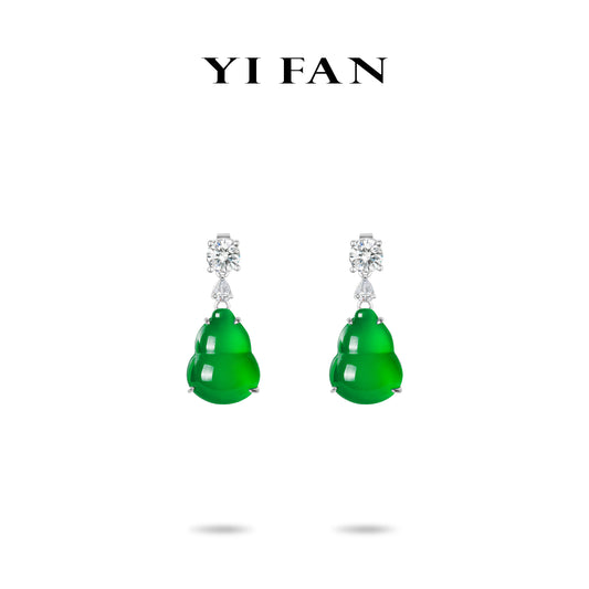 Green jade collection: Modern "Treasure Gourd" detailed Hulu Dangle Earrings