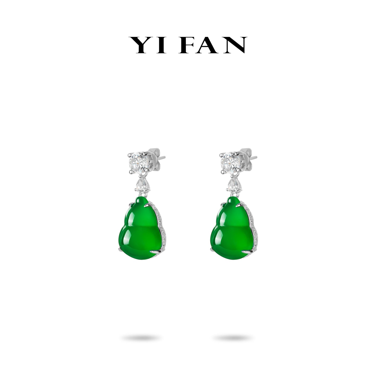 Green jade collection: Modern "Treasure Gourd" detailed Hulu Dangle Earrings