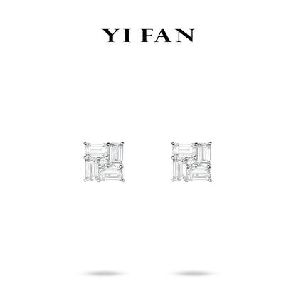 Welfare Exclusive Emerald-cut collection: Modern "Zürich Ice Cubes" delicate Ear studs (Unisex)