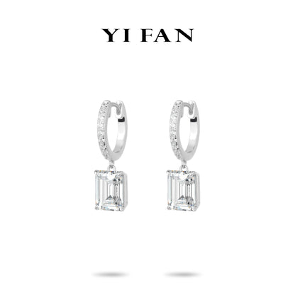 Emerald-cut collection: Modern "Emerald-cut Ice Cubes" Dangle Earrings