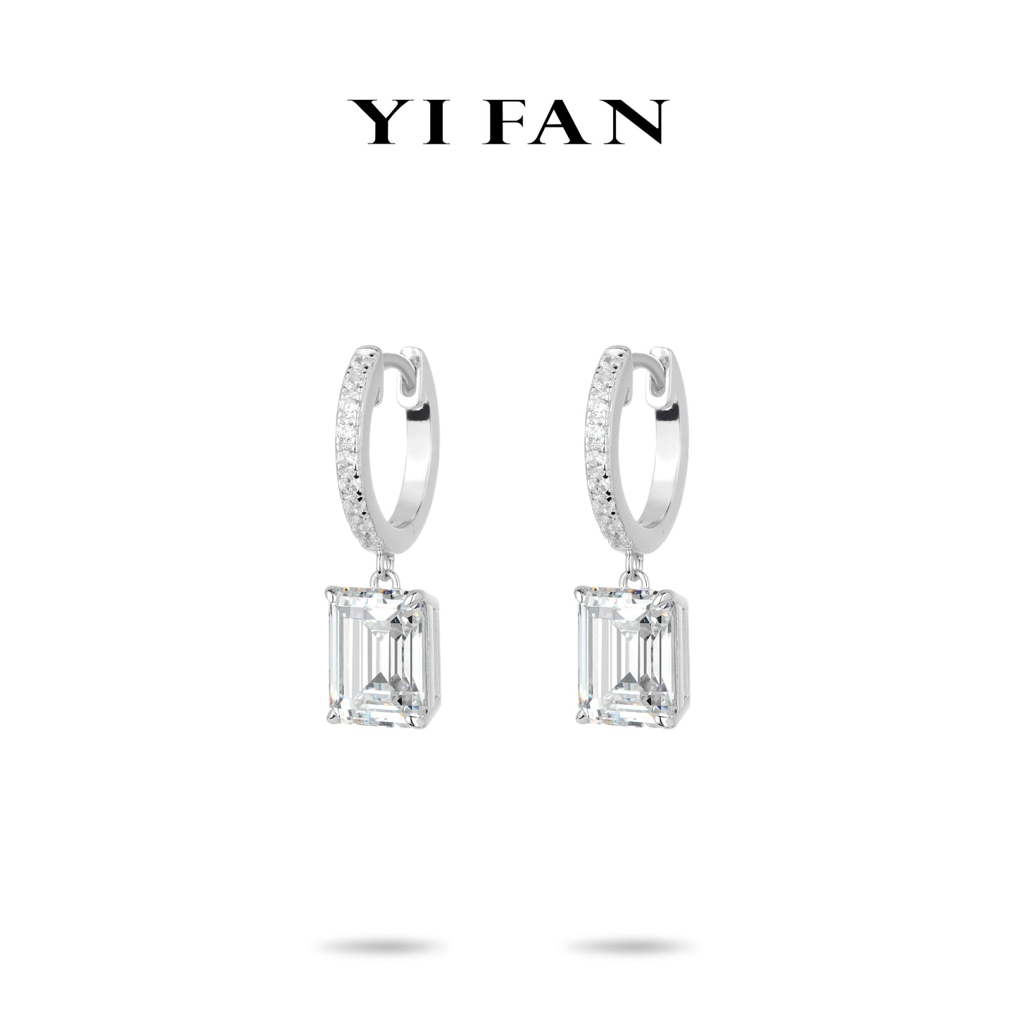 Emerald-cut collection: Modern "Emerald-cut Ice Cubes" Dangle Earrings