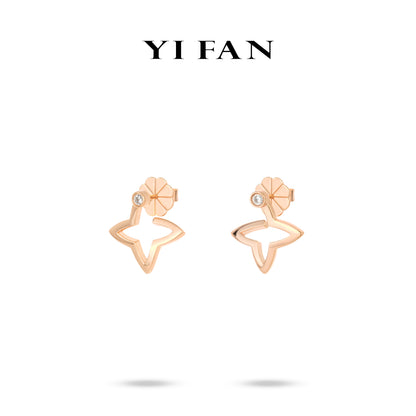 Minimalist collection: Modern "Hollowed Champagne Clovers" delicate Earrings