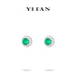 Lab Grown Emerald collection: Modern "Green Light" delicate Ear Studs (Unisex)