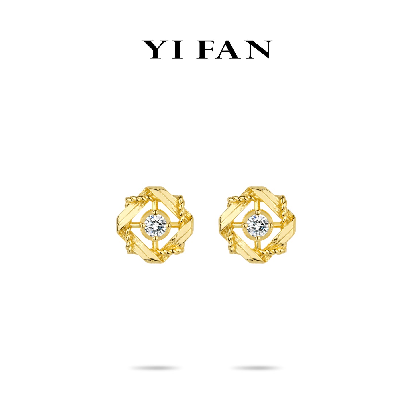 Geometric Luxe Collection: Modern “Golden Orbit Sparkle” delicate Ear Studs