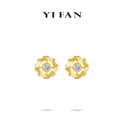 Geometric Luxe Collection: Modern “Golden Orbit Sparkle” delicate Ear Studs