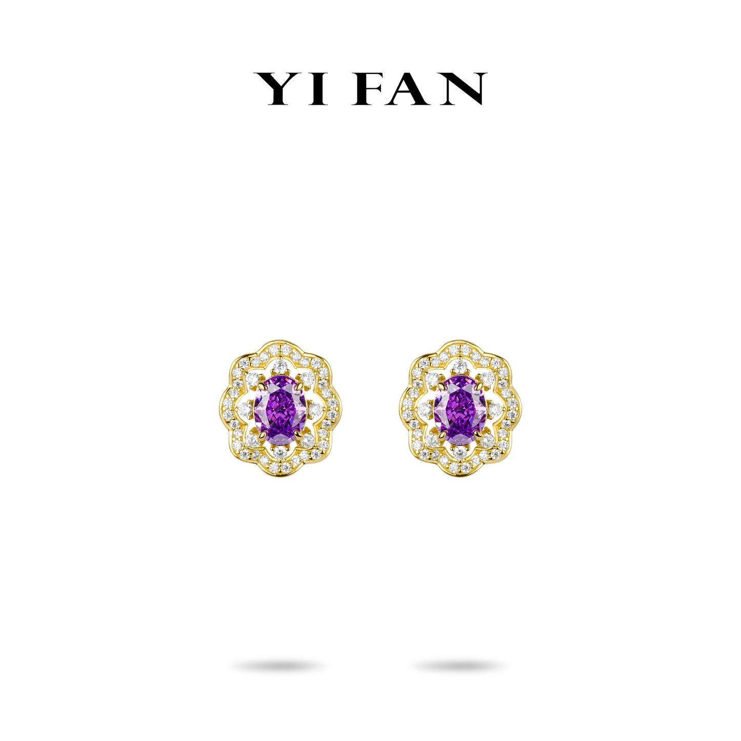 Mysterious Purple-diamond color collection: Golden “Purple Glow in Glimmer Midnight” unique Earrings