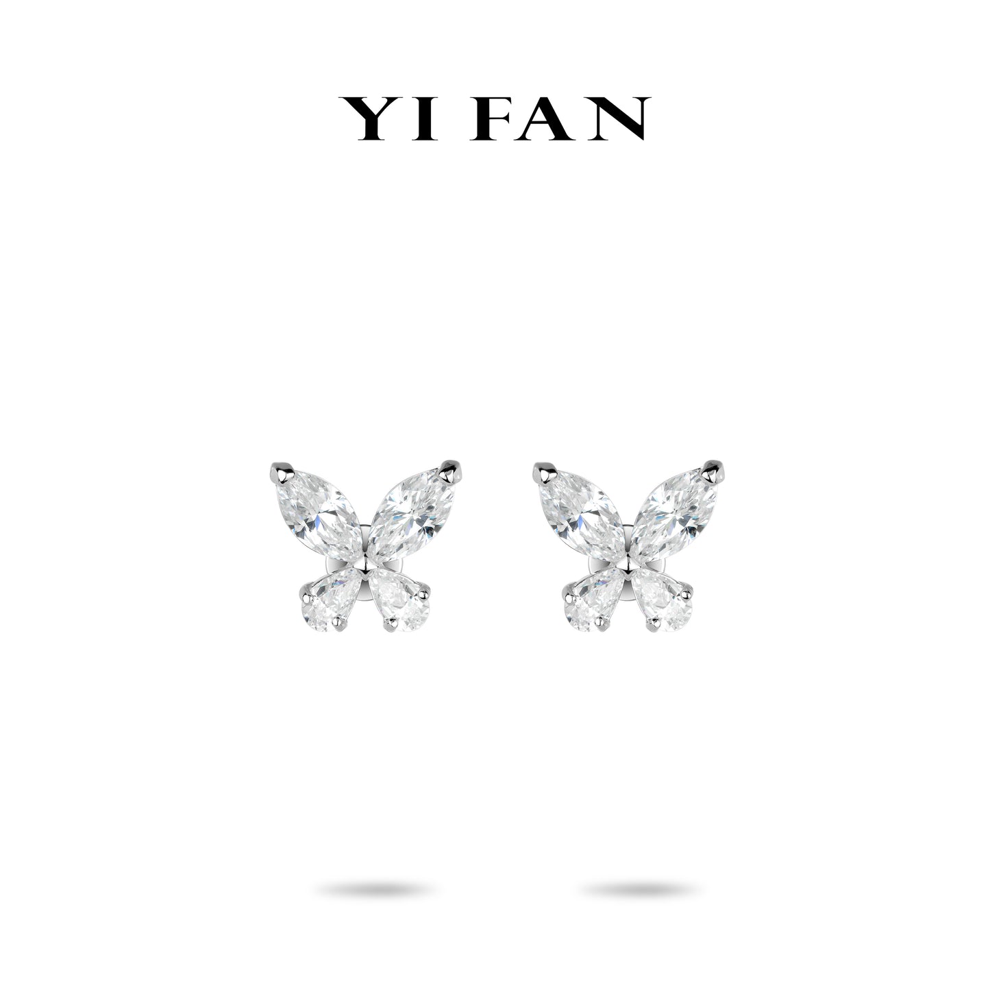 Welfare Exclusive Animal collection: Modern "Marquise & Pear cuts Brilliant Butterflies" delicate Ear Studs