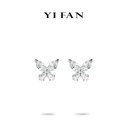 Welfare Exclusive Animal collection: Modern "Marquise & Pear cuts Brilliant Butterflies" delicate Ear Studs