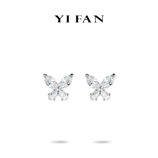 Welfare Exclusive Animal collection: Modern "Marquise & Pear cuts Brilliant Butterflies" delicate Ear Studs