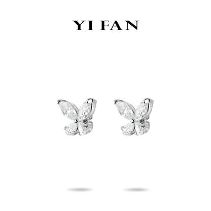 Welfare Exclusive Animal collection: Modern "Marquise & Pear cuts Brilliant Butterflies" delicate Ear Studs