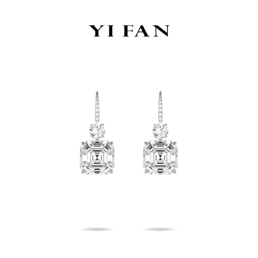 Wedding collection: Modern "Brilliant Asscher-cut Rocks" exquisite Dangle Earrings