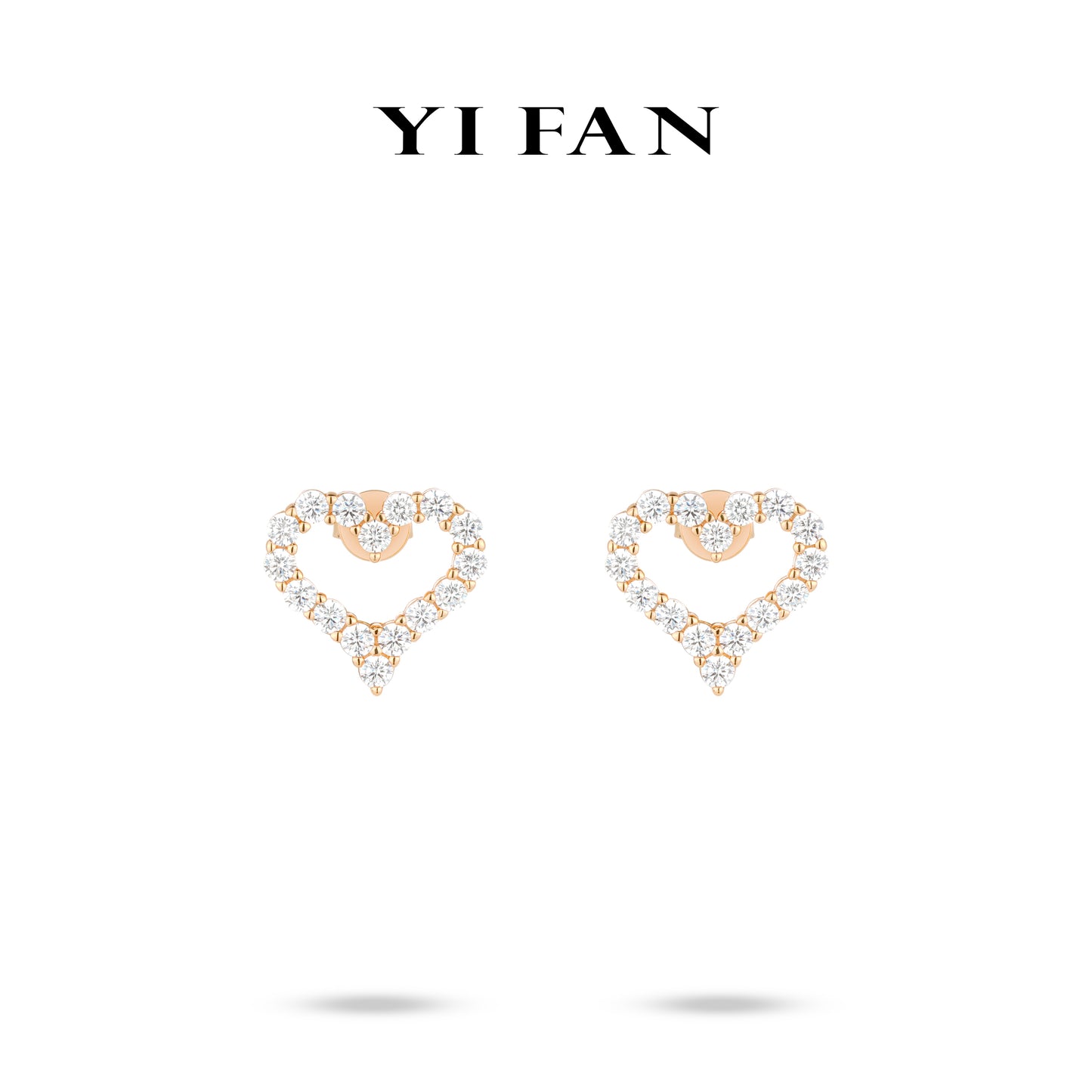 Rose-gold Fever collection: Modern "Hollowed Champagne Hearts" delicate Ear studs