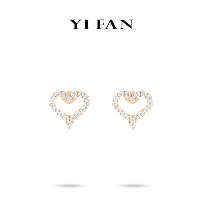 Rose-gold Fever collection: Modern "Hollowed Champagne Hearts" delicate Ear studs