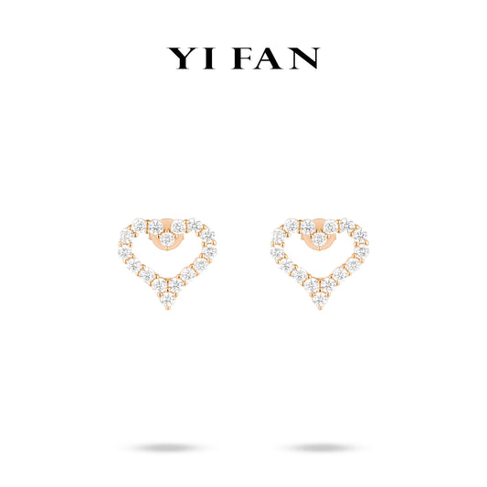 Rose-gold Fever collection: Modern "Hollowed Champagne Hearts" delicate Ear studs