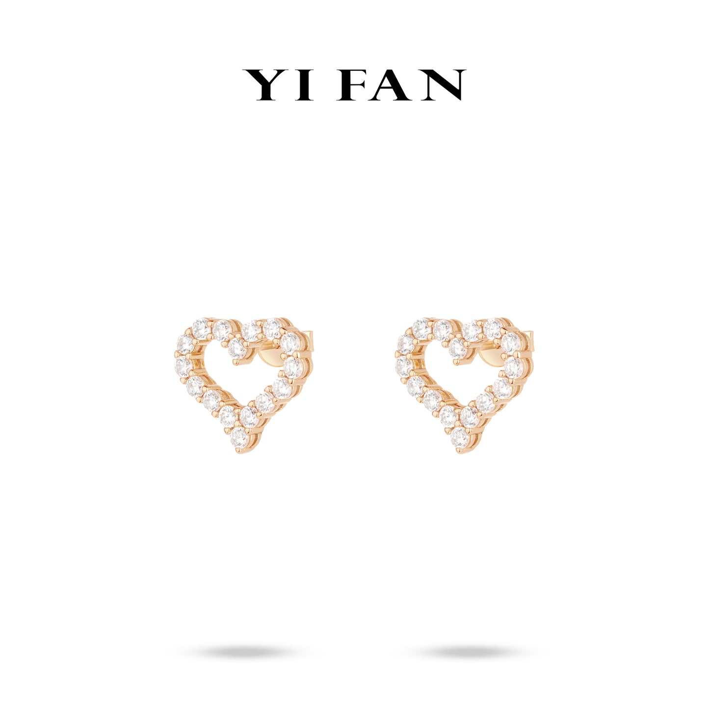 Rose-gold Fever collection: Modern "Hollowed Champagne Hearts" delicate Ear studs